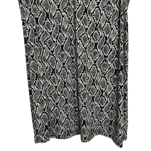 Michael Kors 3X Plus Olive Green Snake Print Midi Stretch Dress Sleeveless Vneck - Picture 4 of 12